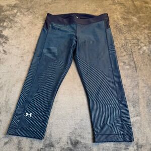 Under Armour Blue‎ Geometric Print Capri Leggings Athletic Womens 29x19.5"